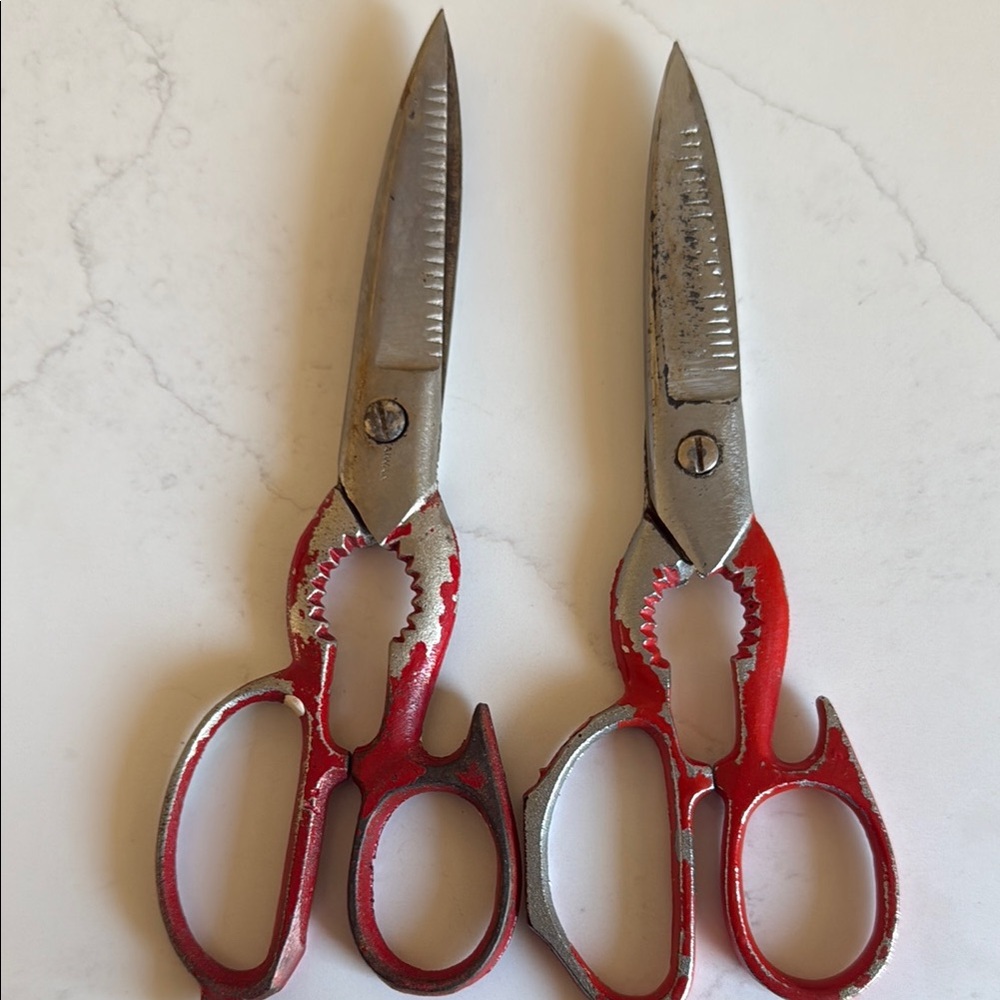 Antique Red and Silver Kitchen Scissors